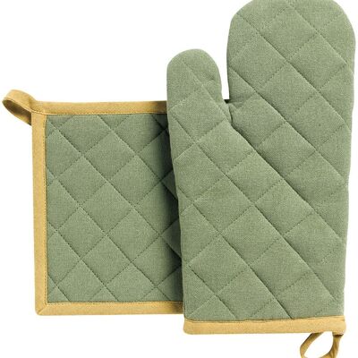 Juego de manoplas/agarraderas para horno recicladas Grace Matcha de 15 x 32
