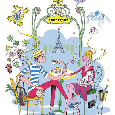 Douce France White Tea Towel 48 x 72