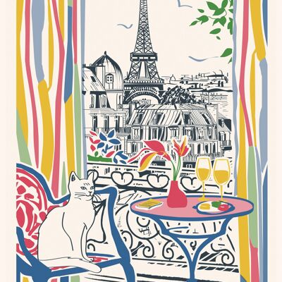 Window on Paris Tea Towel Ecru 48 x 72