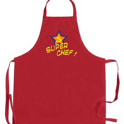 Super Chef Recycled Adult Kitchen Apron Without Pocket Red 72 x 90