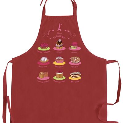 French Patisserie Recycled Kitchen Apron without Pocket Red 72 x 90