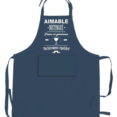 Delantal de cocina índigo reciclado amigable y distinguido de 72 x 90