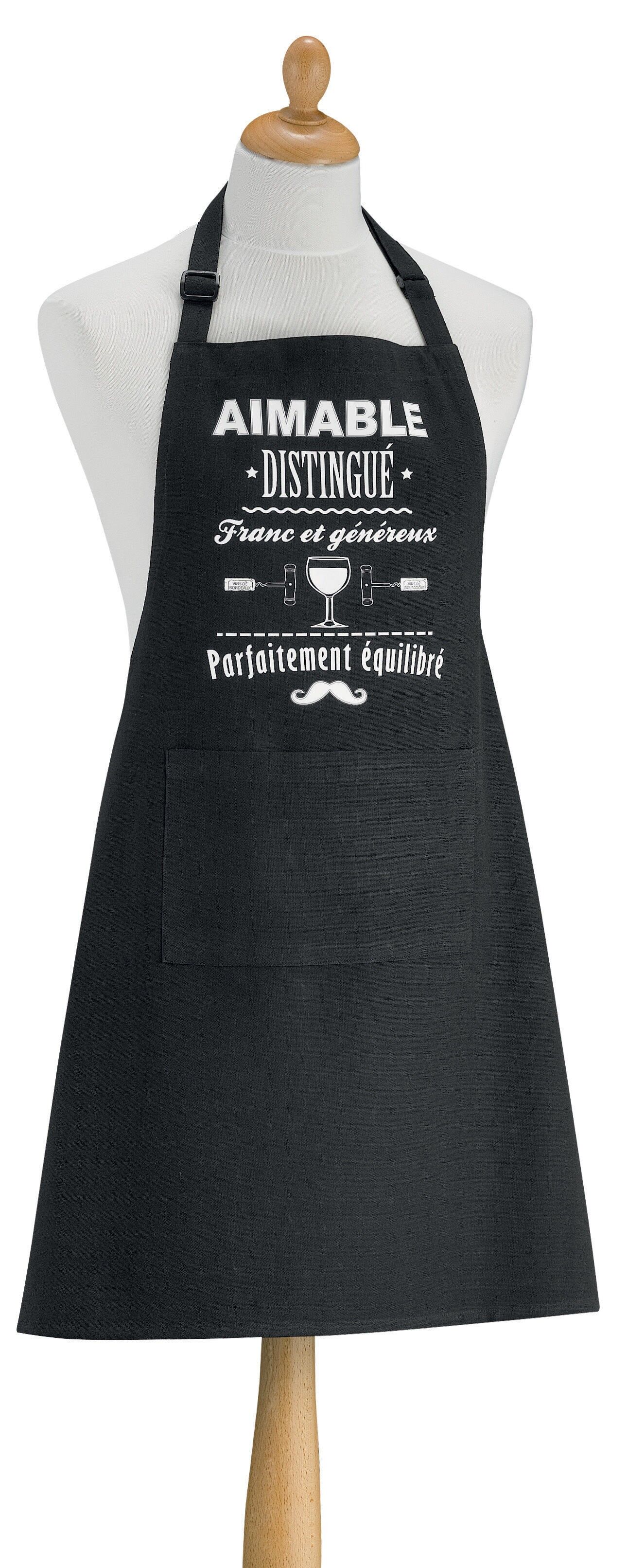 Grembiule da cucina riciclato, amichevole e distinto, nero 72 x 90