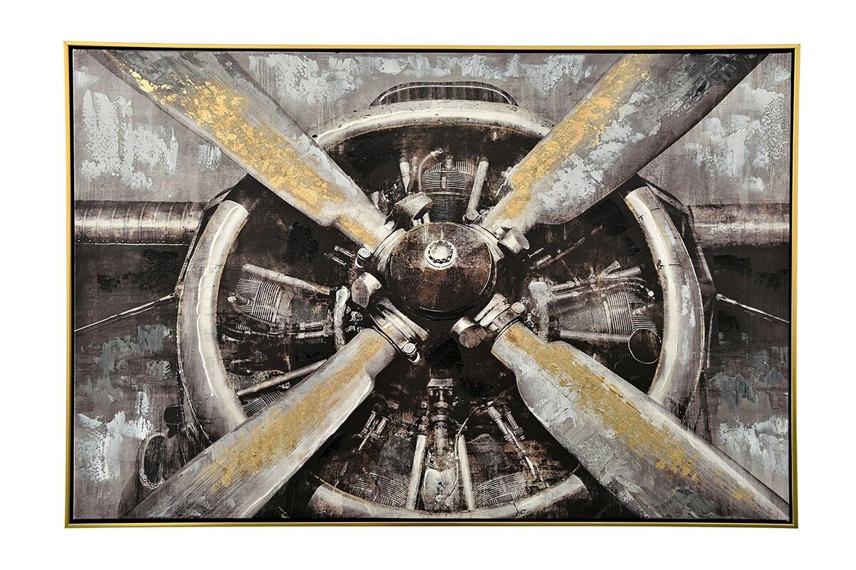 TA5596 - PINTURA DE MOTOR DE AVIÓN 70*100 MARCO DORADO - GALERÍA
