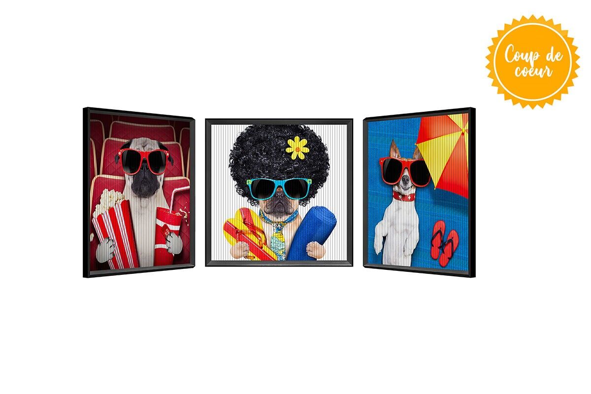 TA5832 - PINTURA CINÉTICA PERRO FELIZ MARCO NEGRO 40*40 - GALERÍA