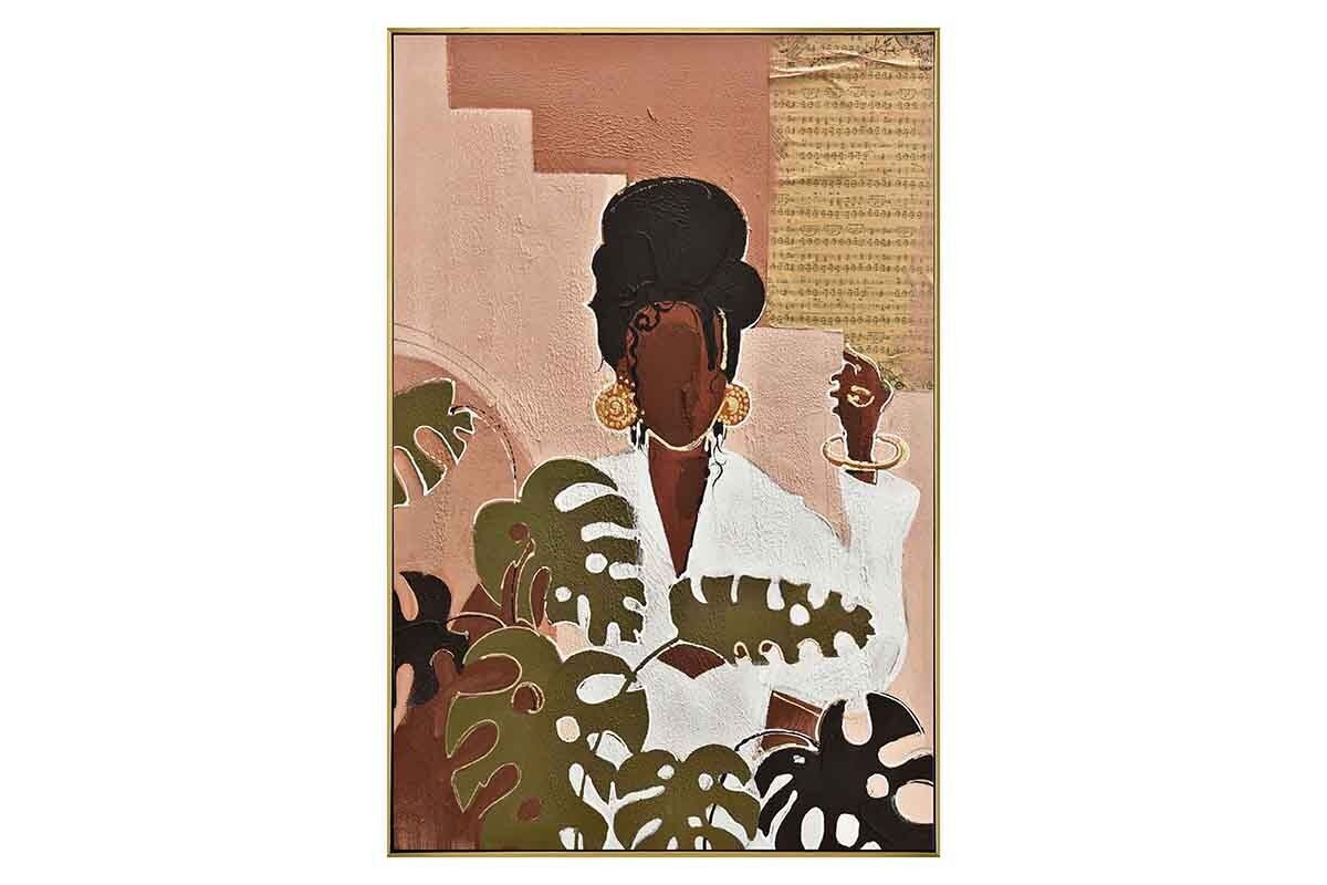 TA6043 - CUADRO MUJER EN TERRACOTA MARCO DORADO 60*90 CM - GALERÍA