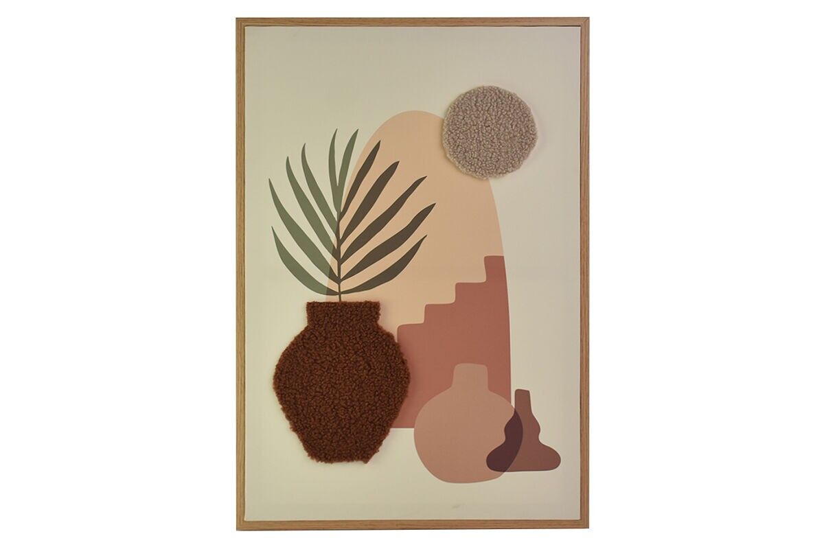 TA6091 - MARCO DE MADERA IMPRESO 60*40CM EFECTO LANA TERRACOTA RELIEVE - IMAGINE