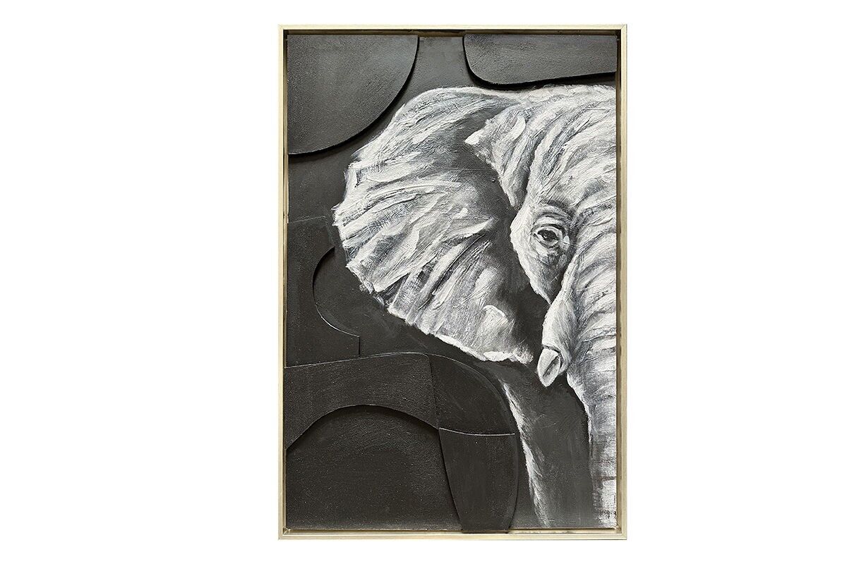 TA6093 - ELEFANTE 3D QUADRO IN SCHIUMA ESPANSA CORNICE ARGENTO - GALLERIA