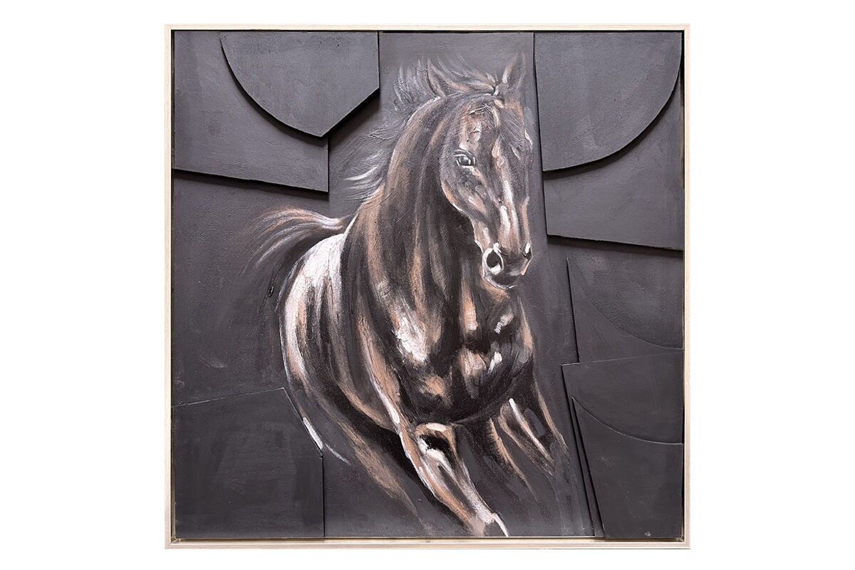 TA6094 - DIPINTO 3D IN SCHIUMA ESPANSA CAVALLO CORNICE ARGENTO - GALLERIA