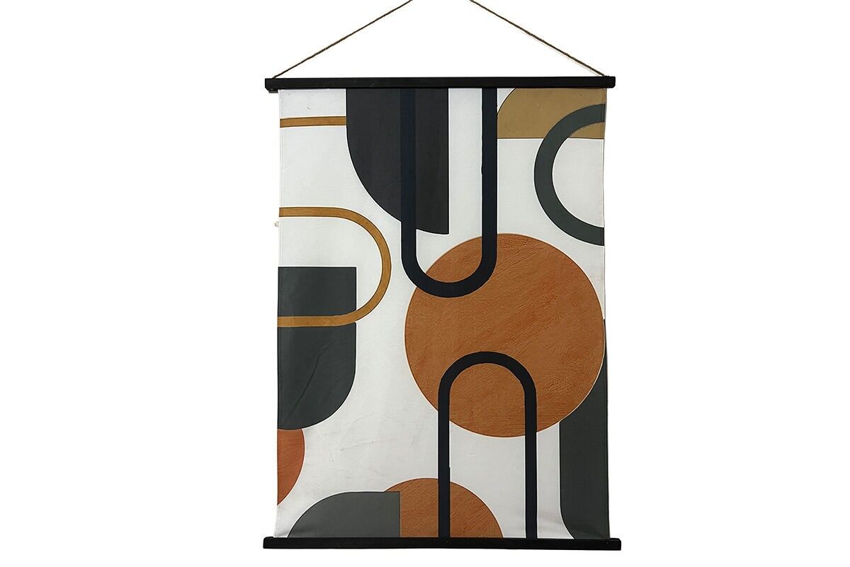 TA7004 - KAKEMONO WILDLEDER-CANVAS ABSTRAKTE FORMEN ORANGE/BLAU - GALERIE