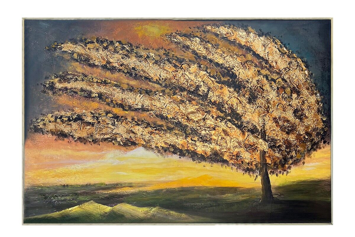 TA7015 - CUADRO DE 80*120 CM CON FOLLAJE DE ÁRBOL Y MOVIMIENTO, MARCO DORADO - GALERÍA