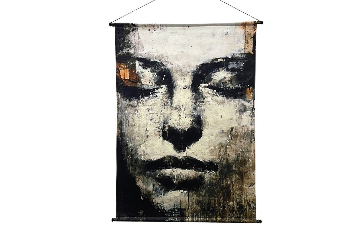 TA7055 – KAKEMONO-LEINWAND AUS WILDLEDER MIT GESCHLOSSENEN AUGEN FÜR FRAUEN – GALERIE