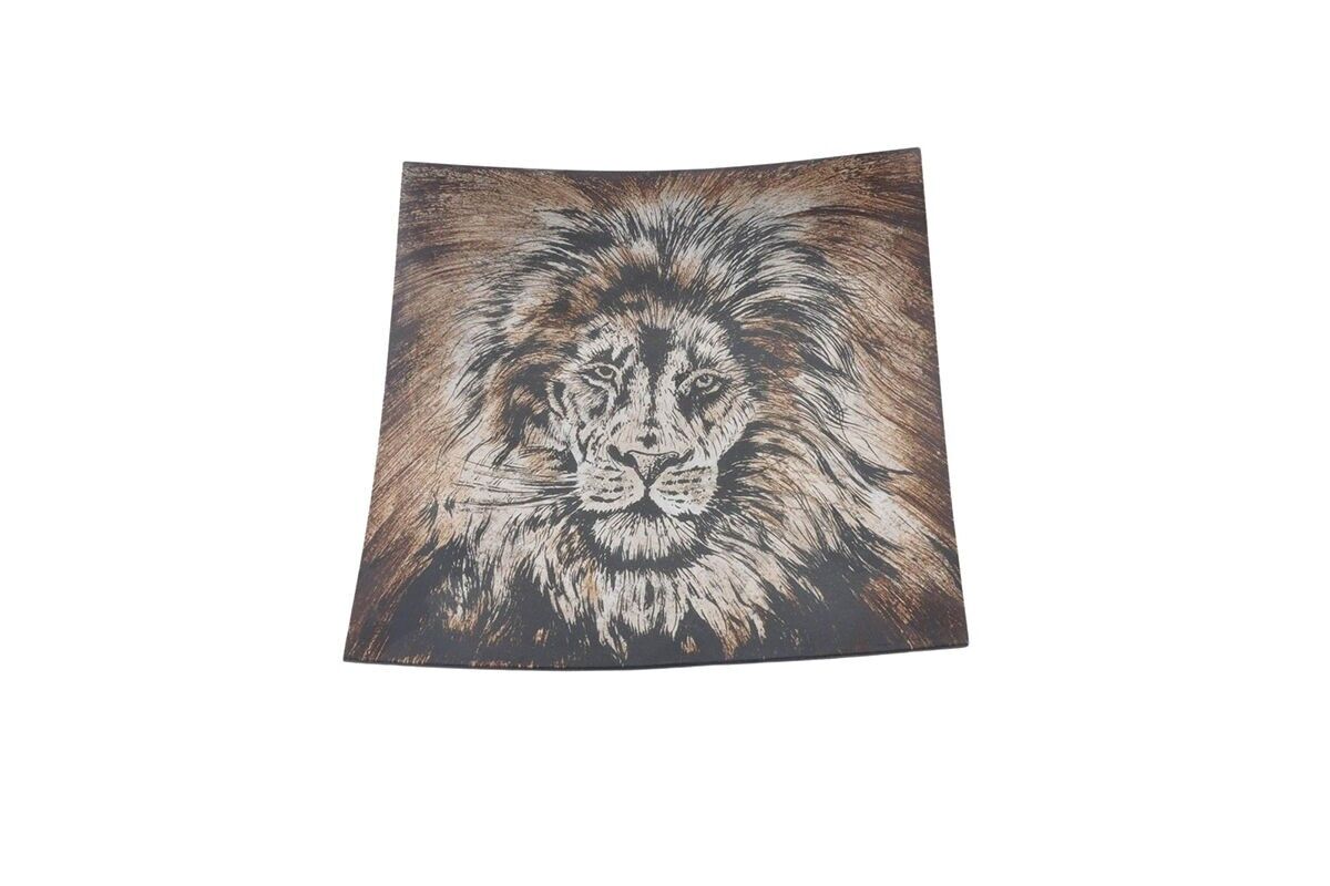 PIATTO IN VETRO A FORMA DI LEONE QUADRATO - ACAPULCO