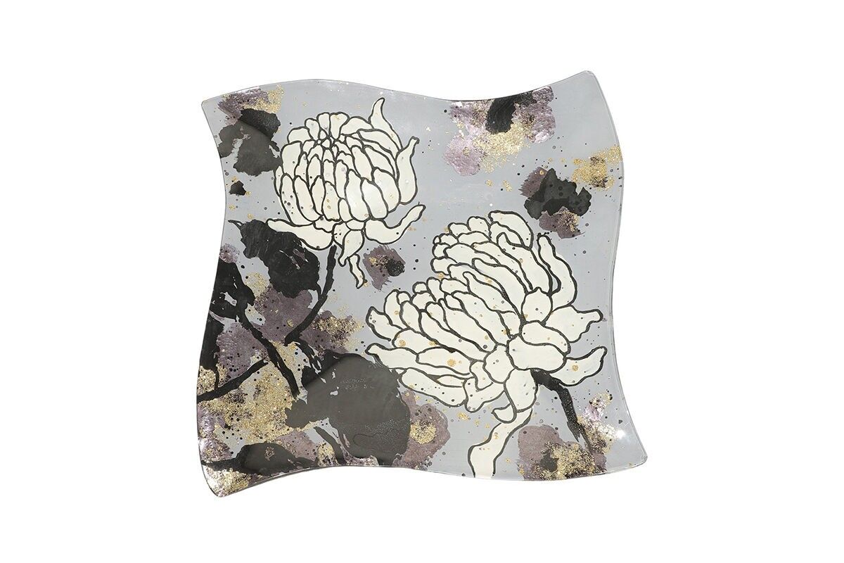 PIATTO A ELICA IN VETRO PEONIE INCANDESCENTI - ACAPULCO