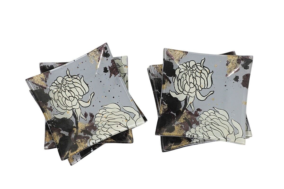 CIOTOLE QUADRATE IN VETRO CON PEONIE LUMINOSE - ACAPULCO