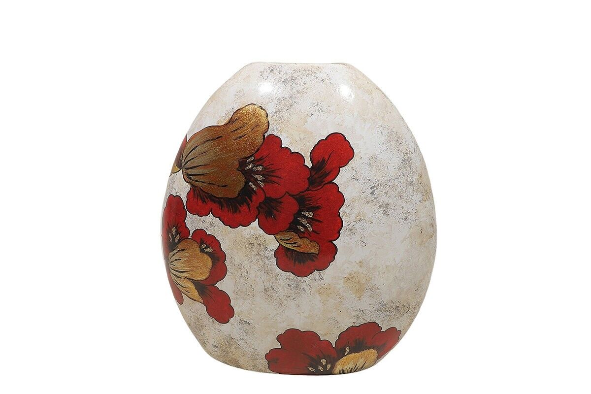 VASO OVALE IN CERAMICA ROSSO E ORO IRIS - ACAPULCO