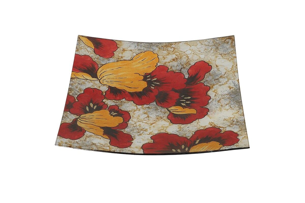 PIATTO QUADRATO IRIS ROSSO E ORO - ACAPULCO