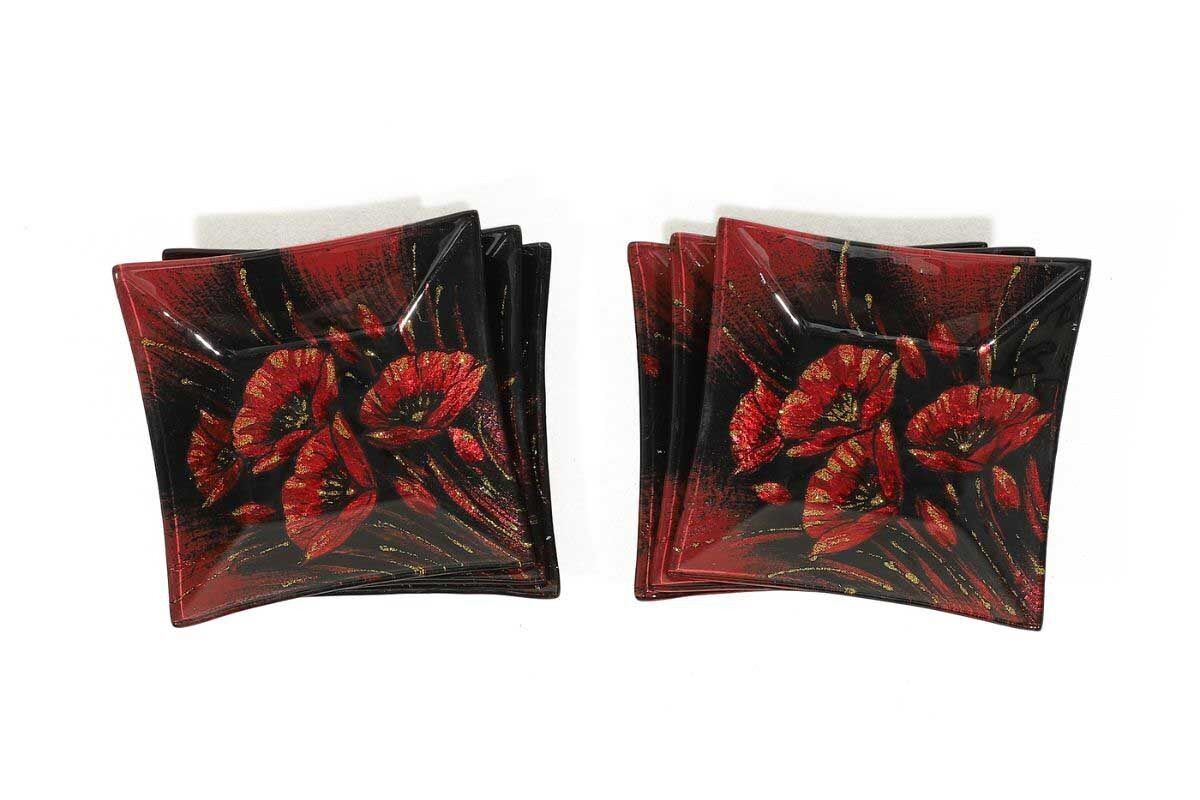 BICCHIERI DI VETRO QUADRATI FESTIVI A FORMA DI PAPAVERO - ACAPULCO