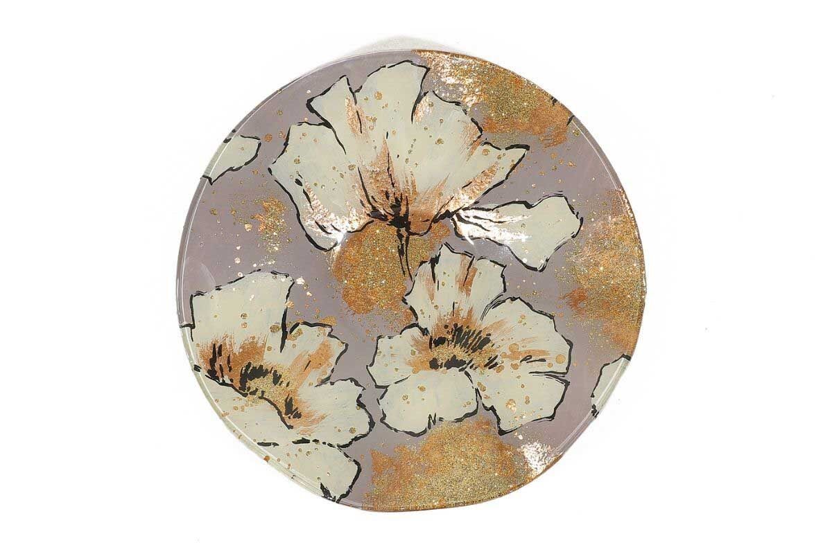 PIATTO ROTONDO CON FIORI DORATI - ACAPULCO