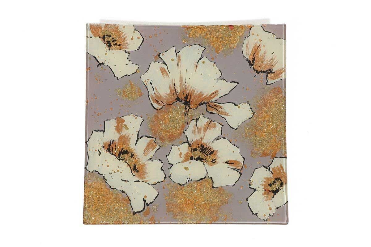 PIATTO QUADRATO CON FIORI DORATI - ACAPULCO