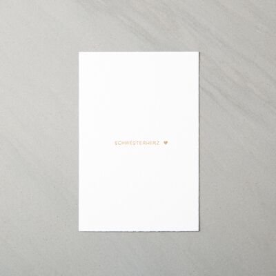 Hand stamped card "SCHWESTERHERZ"