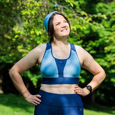 Reggiseno sportivo a sostegno forte SKIN V2 "Blueberry" – Supporto forte tecnico ed elegante, ecologico