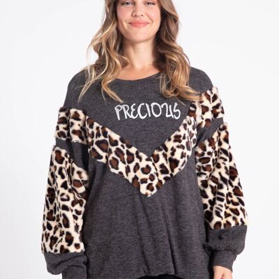 Plus size leopard print sweater (C6322)