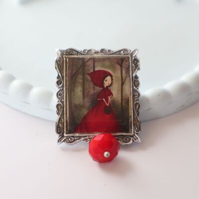 Le Petit Chaperon rouge - broche rectangulaire illustrée
