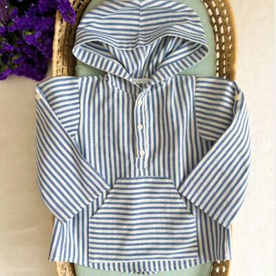 Camicia con cappuccio a righe blu