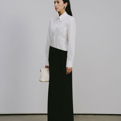 Completo camicia con motivo a pesce + gonna midi asimmetrica