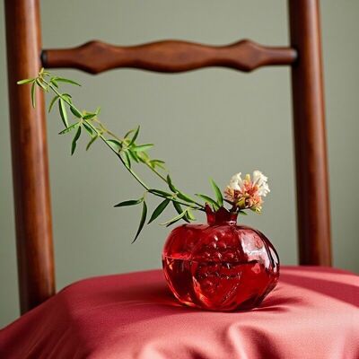 Vaso di melograno in vetro rosso – Mini vaso idroponico da tavolo