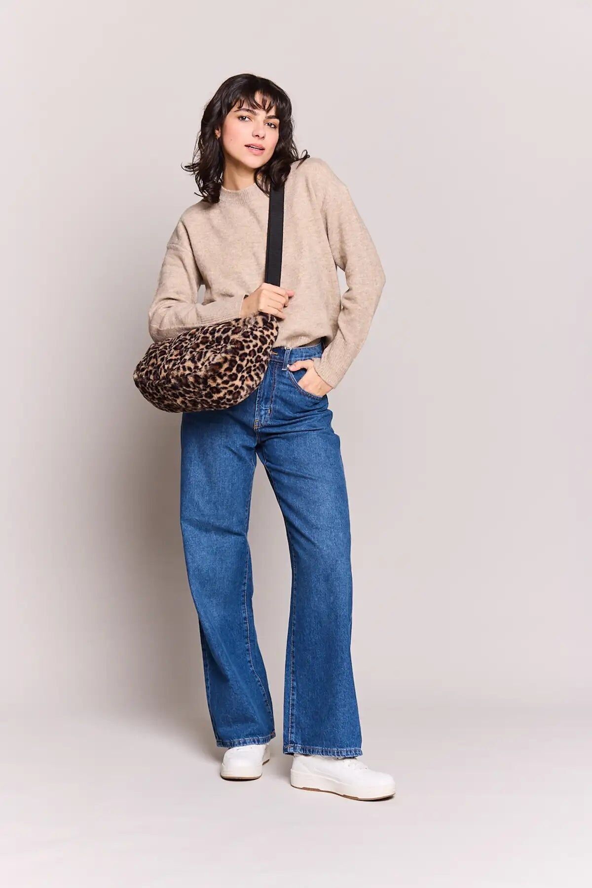 Borsa in pelliccia sintetica Rosa Leopard