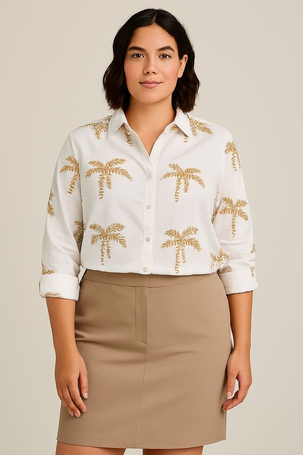 Chemise femme palmier A932 – Élégance naturelle en 100% coton