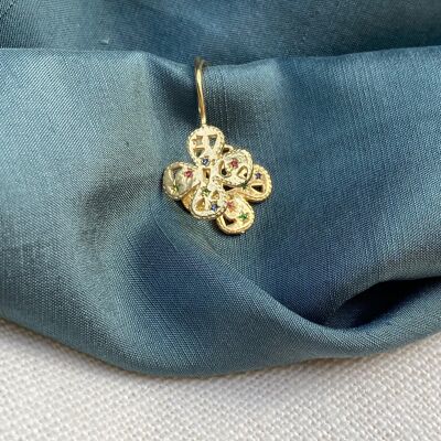 Boucle d'oreille trèfle plaqué or - Ganesh