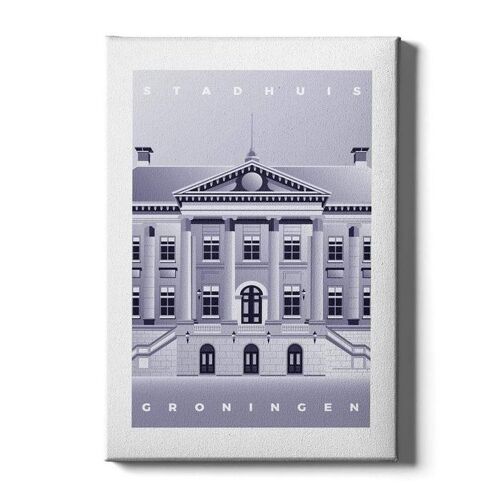 Stadhuis van Groningen - Poster - 40 x 60 cm - Blauw