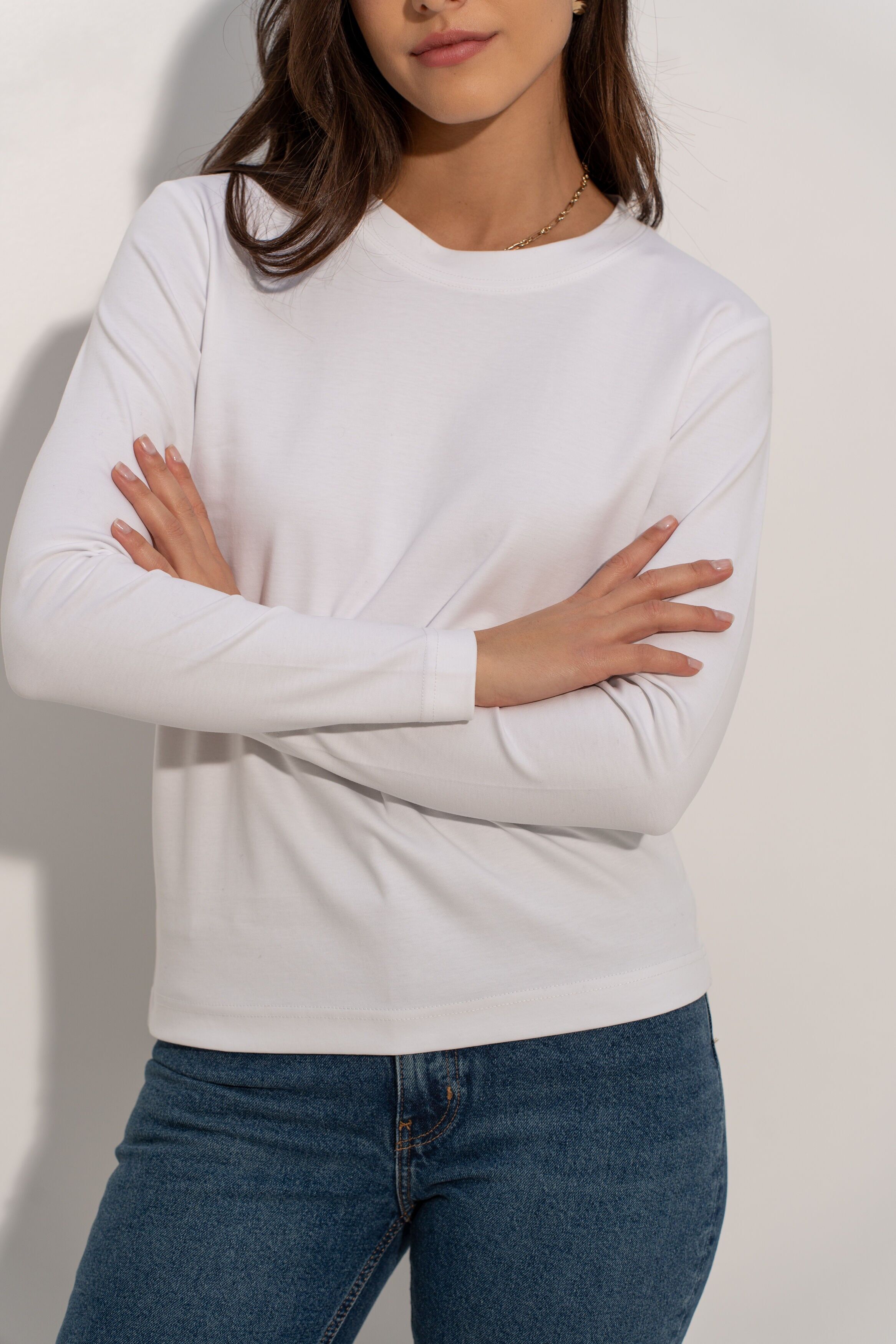 T-shirt a maniche lunghe in cotone premium al 100%