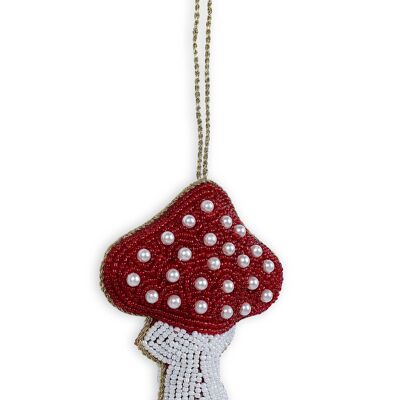 Adorno navideño de hongo, rojo y blanco, 4 pulgadas