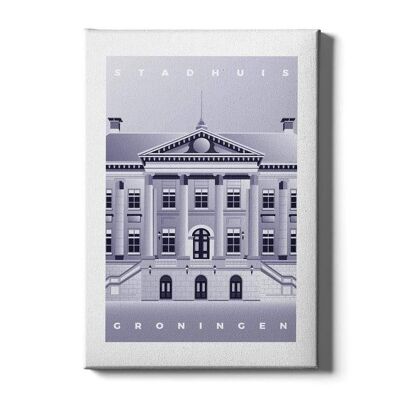 Rathaus Groningen - Poster - 40 x 60 cm - Grau