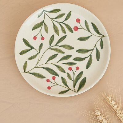 Plato de hoja de acebo festivo, verde, 7 x 1 pulgadas