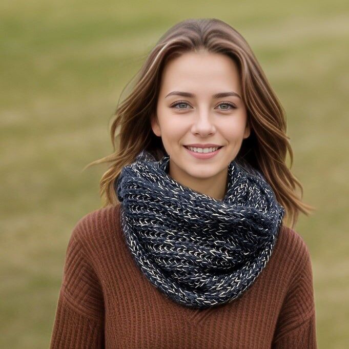 Catur - Doppio scaldacollo lavorato a maglia con glitter - Blu navy