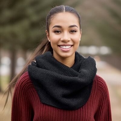 Lovina - Close Knit Double Snood - Black