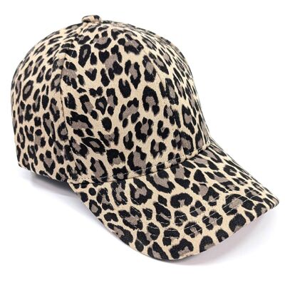 Cappellino in velluto - Stampa animalier naturale