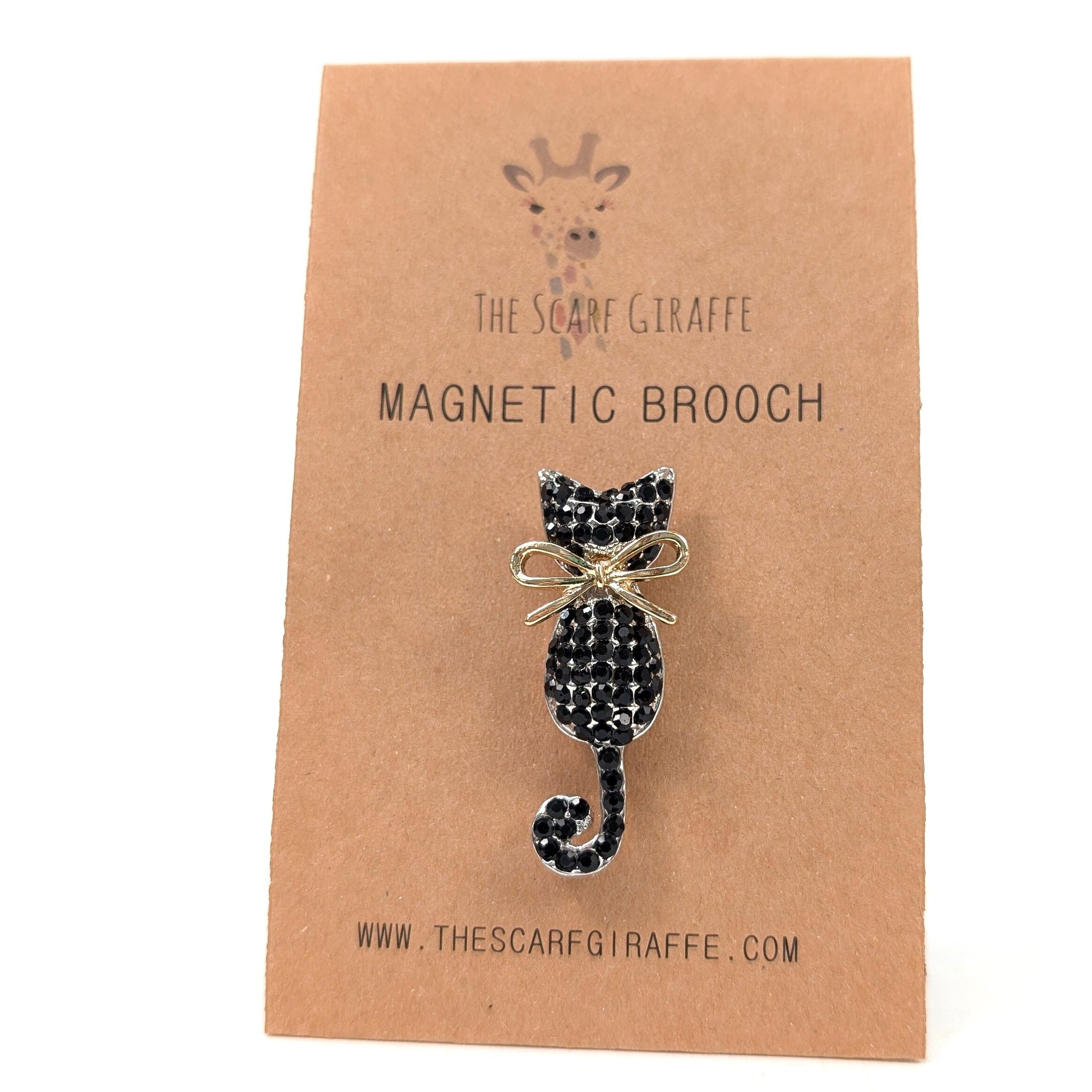 Spilla magnetica - Gatto nero e fiocco