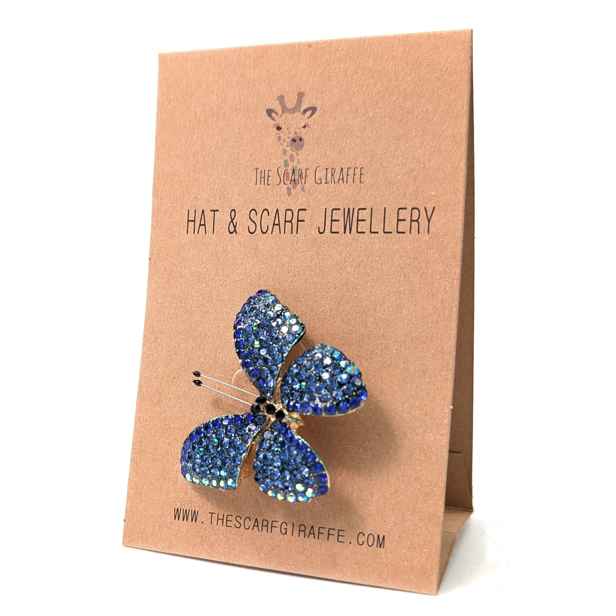 Spilla a farfalla blu brillante