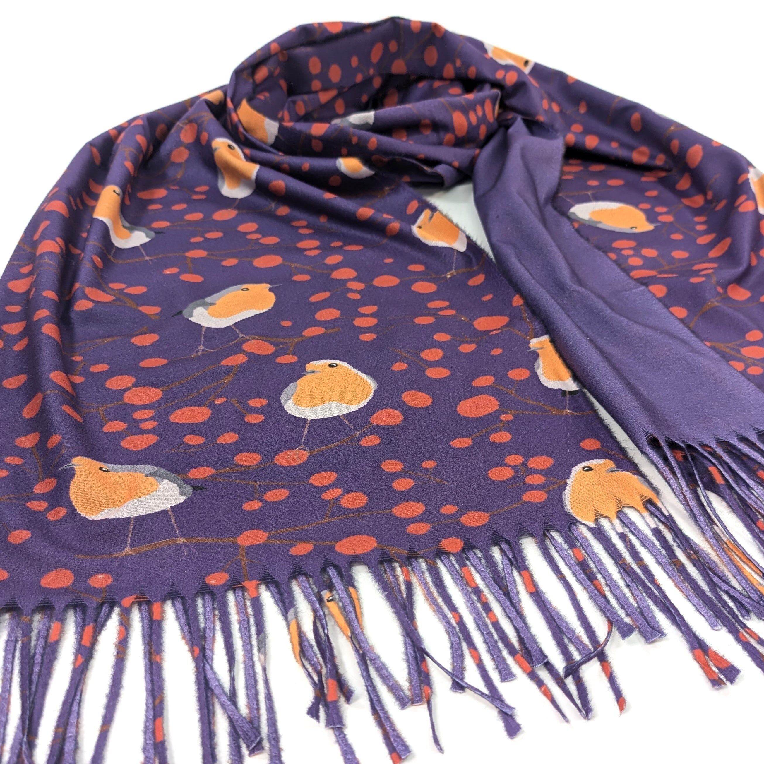 Pashmina de color rojo baya Robin - Morado (70 x 180 cm) - Diseño exclusivo