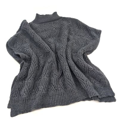 Merbuk - High Neck Jumper Style Poncho - Sparkly Grey