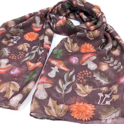 Sciarpa Melanzane Funghi (70x180cm) - Design Esclusivo