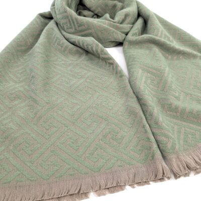 Pañuelo de pashmina con estampado de laberinto Cekik (65 x 185 cm) - Verde