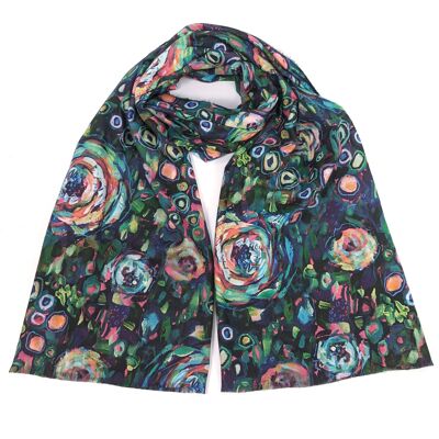 Segara - Bufanda floral abstracta (70 x 180 cm) - Verde