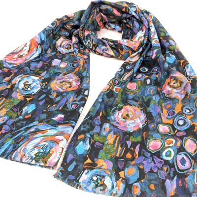Segara - Sciarpa floreale astratta (70x180cm) - Blu